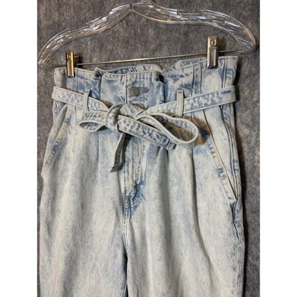 Abercombie & Fitch High Waist Acid Wash Paper Bag Mom Jeans Sz 2 - Picture 2 of 7
